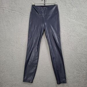 WHBM Faux Leather Runway Legging  Sz 4S Dark Blue Pull On Skinny Leg Hot Pants